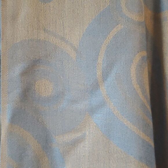 ABSTRACT SWIRL PRINT SCARF WRAP ICE POWDER LIGHT BLUE TAN FRINGE NEUTRAL - Picture 2 of 10